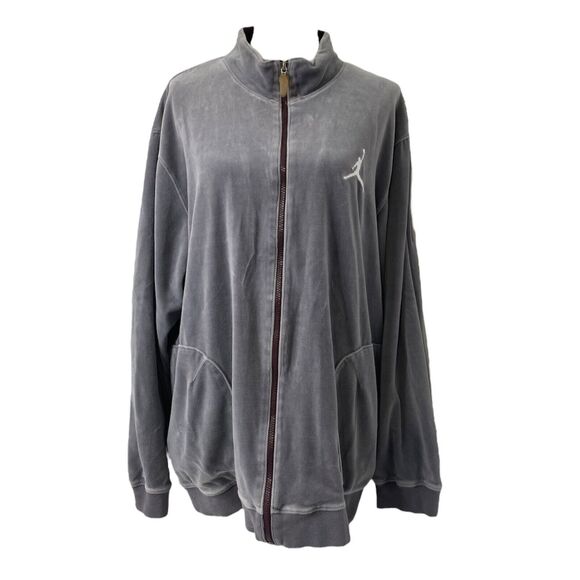 Jordan Other - Jordan Men's Track Jacket Grey Velour Full Zip Long Sleeve Athletic Size XL